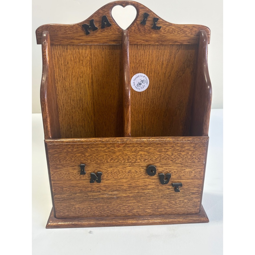 The Old Country Wood Crafter Wooden Mail Organizer Wall Mount Heart In Out Box